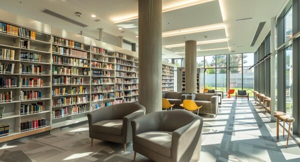 Bibliotecas - Estanterías llenas de libros en la biblioteca pública reconocida como una de las mejores bibliotecas de Madrid
