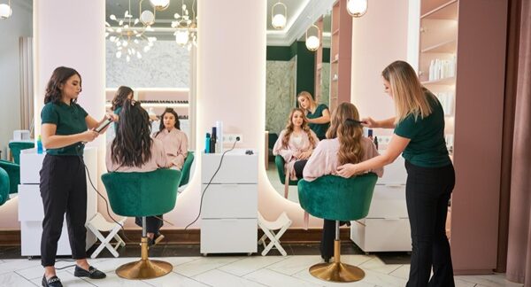 Salones de belleza - Interior de una peluquería barata donde mujeres se realizan tratamientos de estética y peinados de peluquerías en uno de los mejores salones de belleza de Madrid
