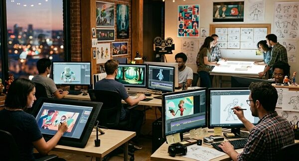 Estudios de animación - Diseñadores realizando la creación de animaciones en el mejor estudio de animación en Madrid