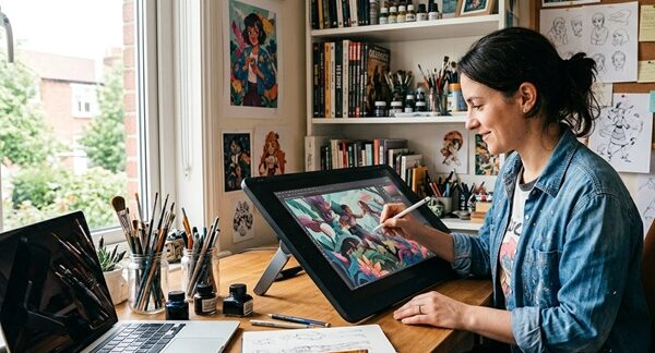 Ilustradores profesionales - Ilustrador freelance realizando un proyecto para una agencia de ilustradores en Madrid