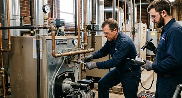 Técnicos de calderas - Especialistas en reparación de calderas realizando un servicio técnico calderas en Madrid