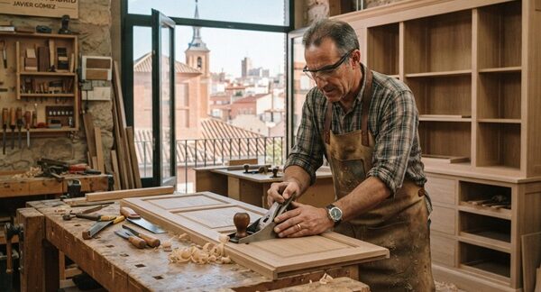 Carpinteros a medida - Carpintero cortando madera para realizar muebles a medida en Madrid