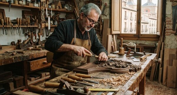 Ebanistas - Artesano de muebles en Madrid realizando un trabajo sobre maderas finas