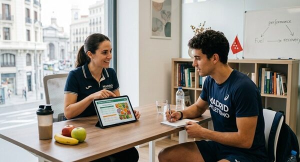 Nutricionistas deportivos - Especialista en nutrición para deportistas estableciendo una rutina de nutrición deportiva a un atleta de élite en Madrid